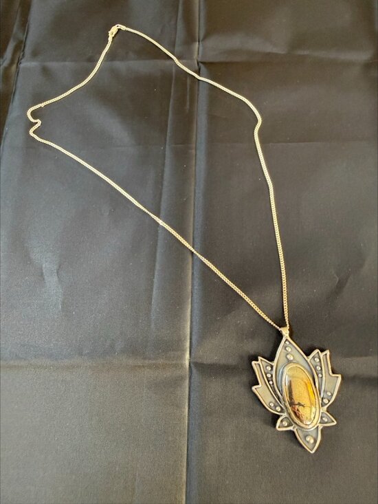 Acid Queen Jewelry - Acid Queen OOAK Lakshmi's Lotus Necklace Pyrite Sterling Silver & 22" Chain